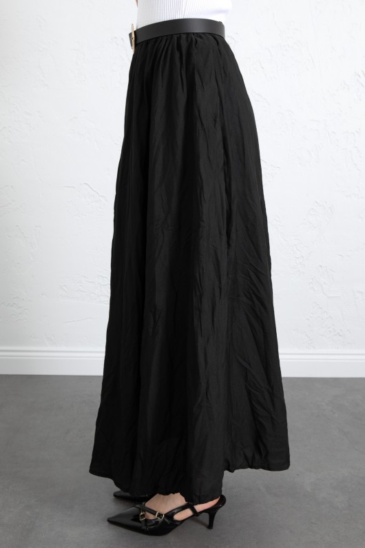 Kraş Dokulu Uzun Etek 253000 - SİYAH