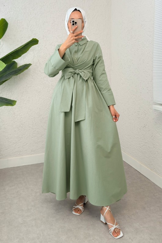 Önden Bağlamalı Tesettür Elbise 2534 - MİNT YEŞİLİ Önden Bağlamalı Tesettür Elbise 2534 - MİNT YEŞİLİ