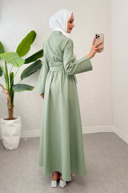 Önden Bağlamalı Tesettür Elbise 2534 - MİNT YEŞİLİ Önden Bağlamalı Tesettür Elbise 2534 - MİNT YEŞİLİ
