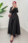 Önden Bağlamalı Tesettür Elbise 2534 - SİYAH