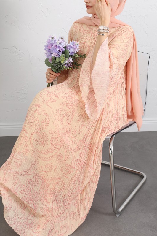 Şifon Piliseli Elbise 255022 - SARI