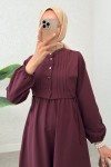 Nervürlü Elbise Takım 2558 - BORDO
