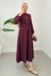 Nervürlü Elbise Takım 2558 - BORDO