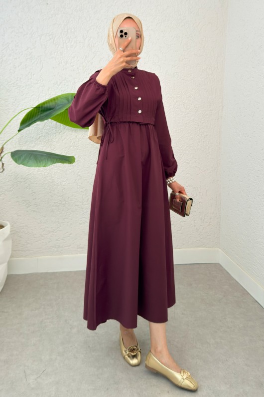 Nervürlü Elbise Takım 2558 - BORDO