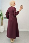 Nervürlü Elbise Takım 2558 - BORDO