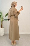 Nervürlü Elbise Takım 2558 - SÜTLÜ KAHVE