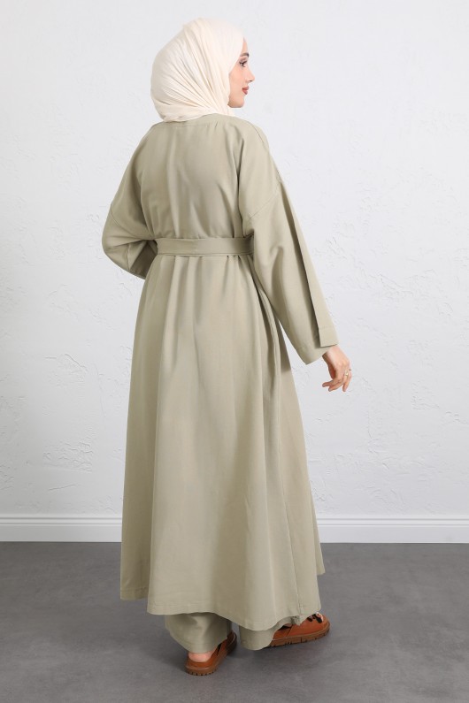 Kuşaklı Kimono Pantolon Takım 256036 - AÇIK HAKİ Kuşaklı Kimono Pantolon Takım 256036 - AÇIK HAKİ