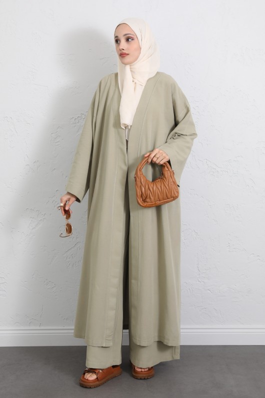 Kuşaklı Kimono Pantolon Takım 256036 - AÇIK HAKİ Kuşaklı Kimono Pantolon Takım 256036 - AÇIK HAKİ