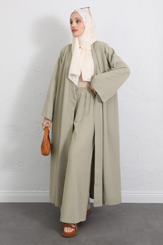 Kuşaklı Kimono Pantolon Takım 256036 - AÇIK HAKİ Kuşaklı Kimono Pantolon Takım 256036 - AÇIK HAKİ