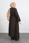 Kuşaklı Kimono Pantolon Takım 256036 - KAHVERENGİ Kuşaklı Kimono Pantolon Takım 256036 - KAHVERENGİ