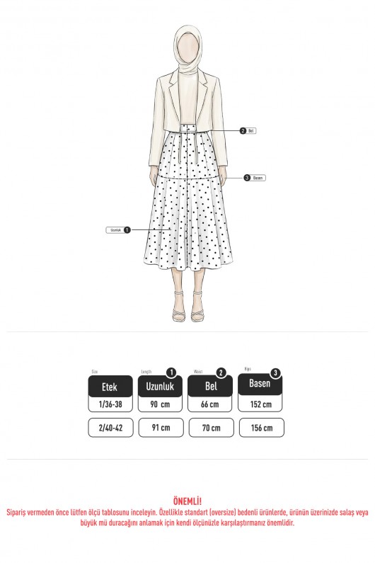 Puantiyeli Kloş Etek 263005 - SİYAH Puantiyeli Kloş Etek 263005 - SİYAH