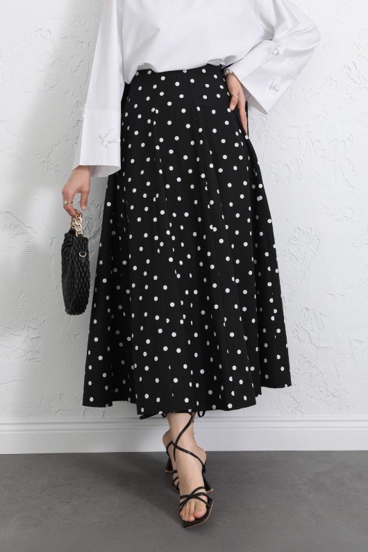 Puantiyeli Kloş Etek 263005 - SİYAH Puantiyeli Kloş Etek 263005 - SİYAH