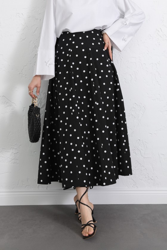 Puantiyeli Kloş Etek 263005 - SİYAH