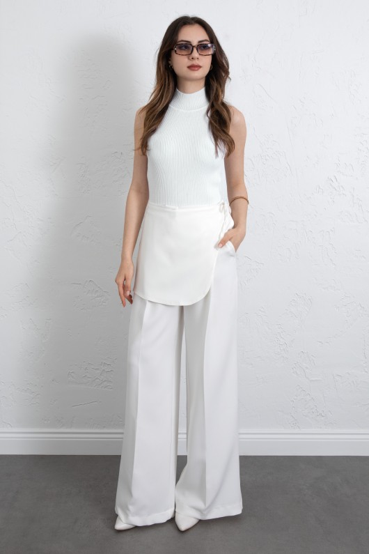 Etek Detaylı Kumaş Pantolon 264005 - BEYAZ