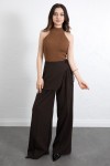 Etek Detaylı Kumaş Pantolon 264005 - KAHVERENGİ