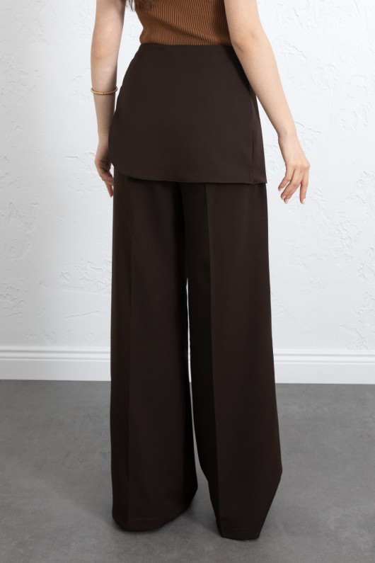 Etek Detaylı Kumaş Pantolon 264005 - KAHVERENGİ