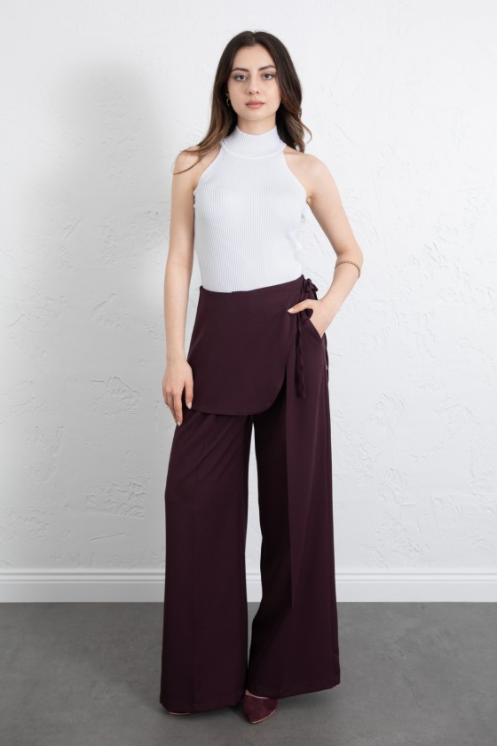 Etek Detaylı Kumaş Pantolon 264005 - MÜRDÜM