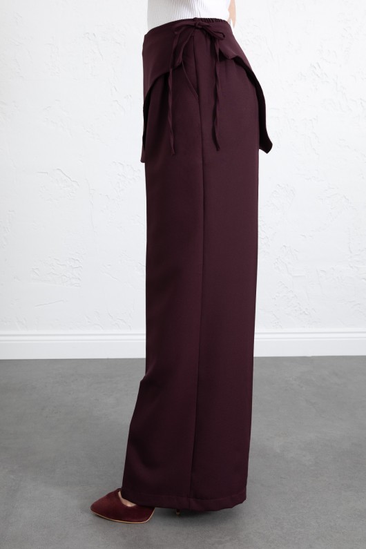 Etek Detaylı Kumaş Pantolon 264005 - MÜRDÜM