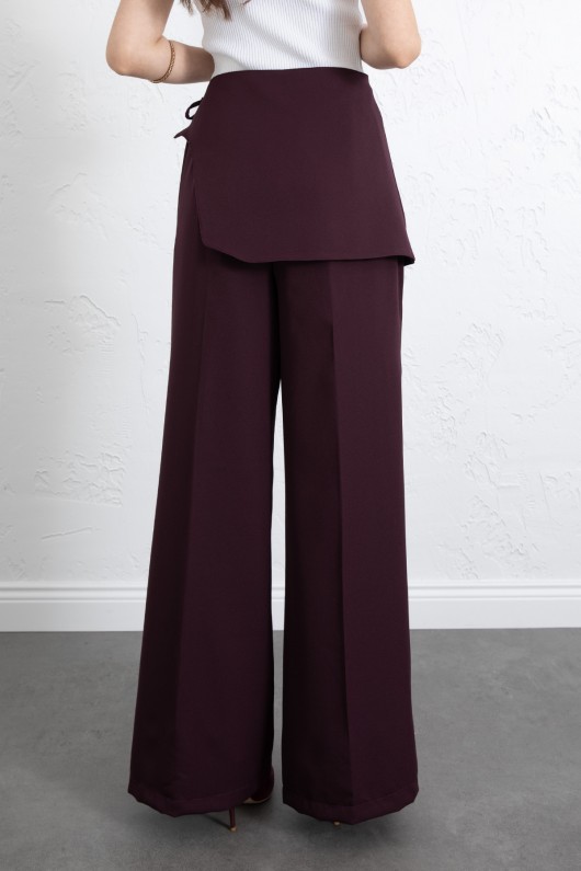 Etek Detaylı Kumaş Pantolon 264005 - MÜRDÜM