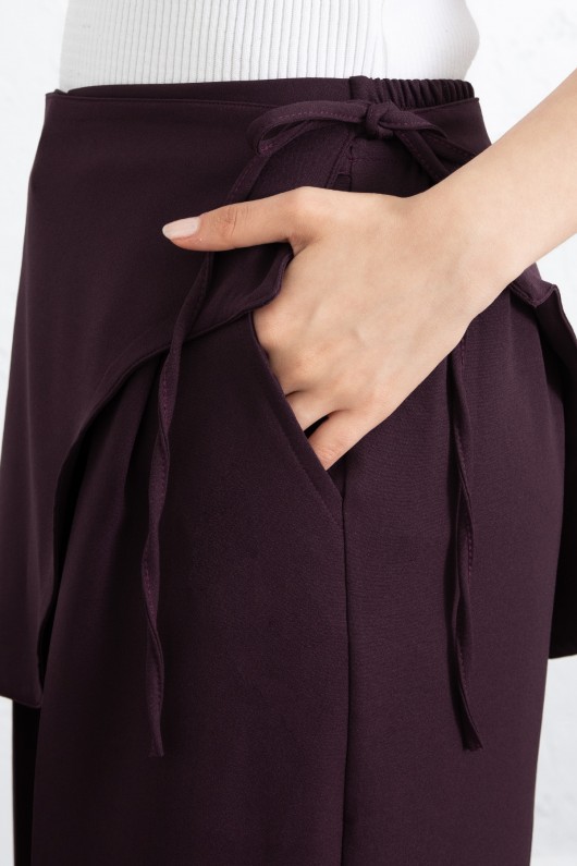 Etek Detaylı Kumaş Pantolon 264005 - MÜRDÜM