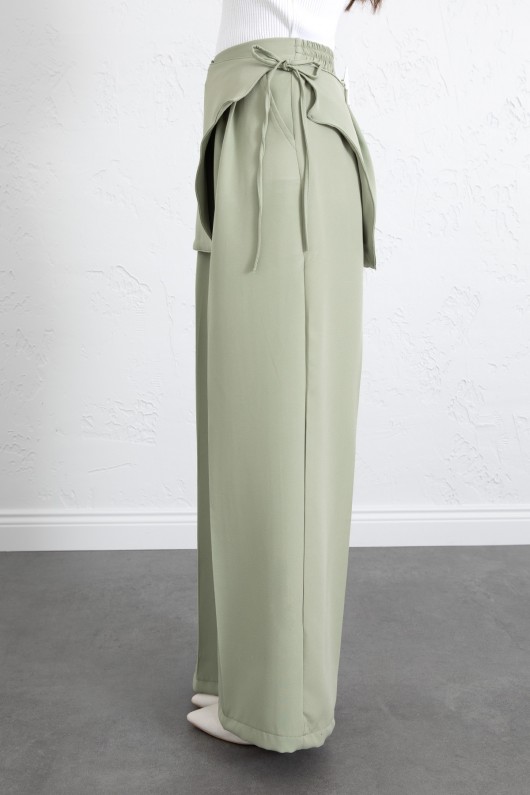 Etek Detaylı Kumaş Pantolon 264005 - AÇIK YEŞİL