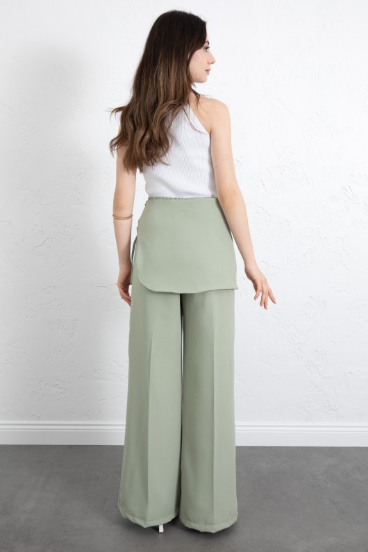 Etek Detaylı Kumaş Pantolon 264005 - AÇIK YEŞİL