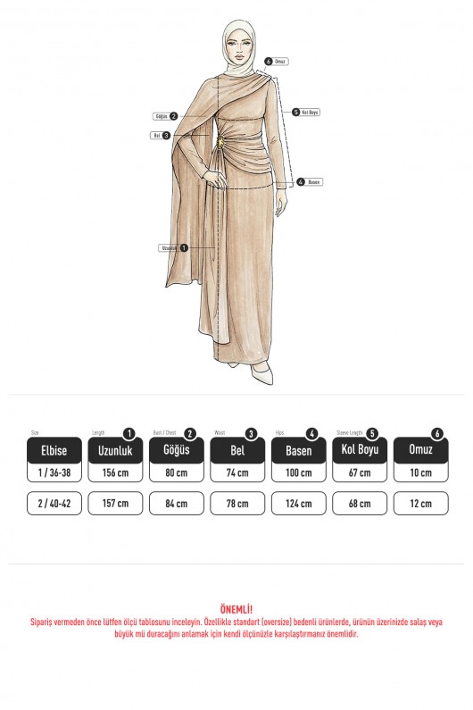 Pelerinli Drapeli Elbise 265000 - KAHVERENGİ