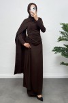 Pelerinli Drapeli Elbise 265000 - KAHVERENGİ