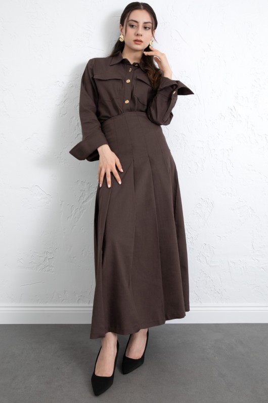 Gömlekli Etek Takım 266004 - KAHVERENGİ