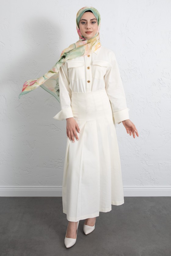 Gömlekli Etek Takım 266004 - EKRU