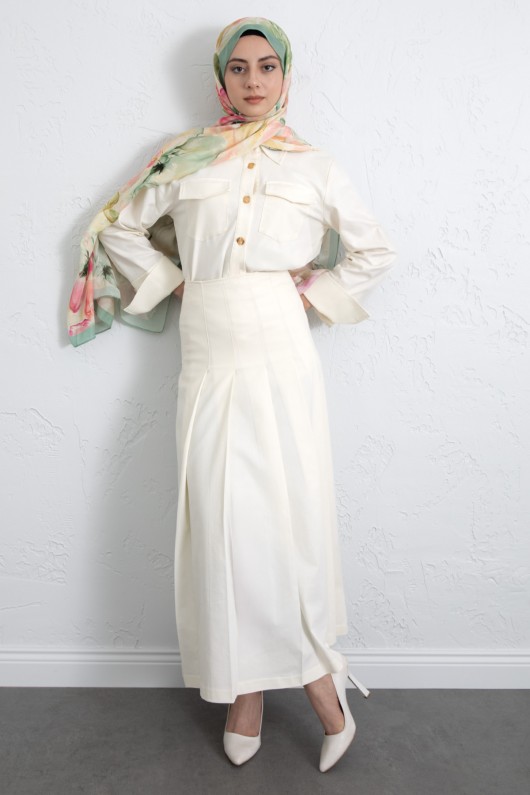 Gömlekli Etek Takım 266004 - EKRU