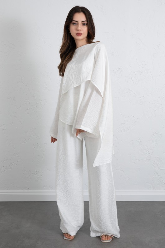  Asimetrik Kesim Atkılı Takım 266009 - BEYAZ