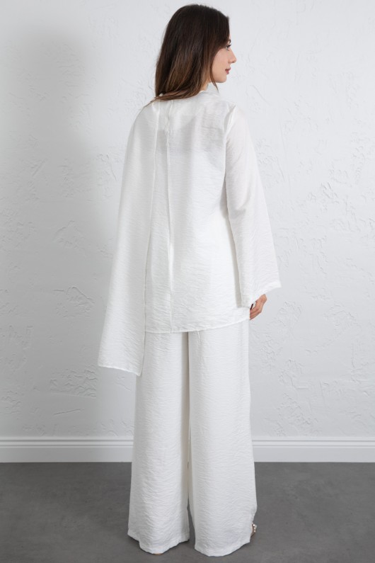  Asimetrik Kesim Atkılı Takım 266009 - BEYAZ