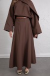 Şal Yaka Eteği Parçalı Takım 266013 - KAHVERENGİ