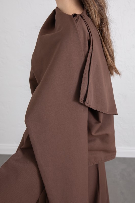 Şal Yaka Eteği Parçalı Takım 266013 - KAHVERENGİ