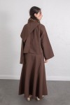 Şal Yaka Eteği Parçalı Takım 266013 - KAHVERENGİ
