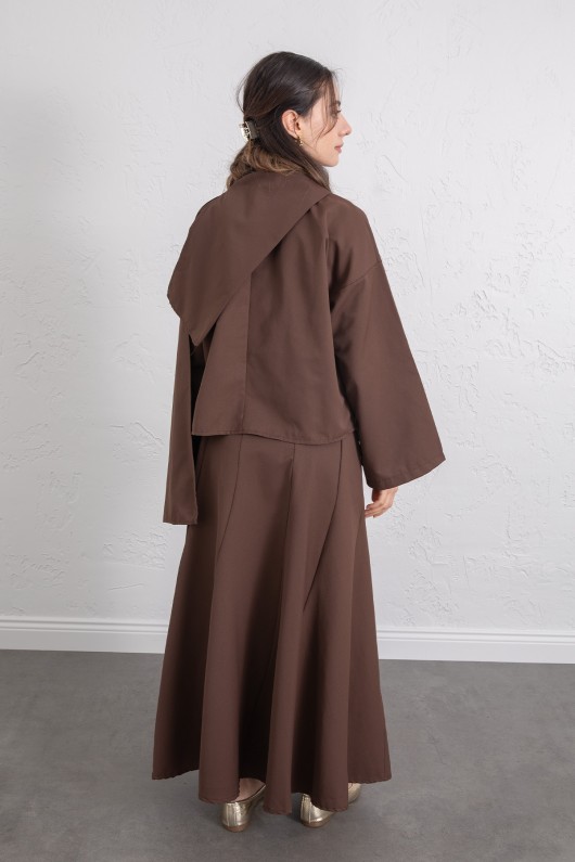 Şal Yaka Eteği Parçalı Takım 266013 - KAHVERENGİ