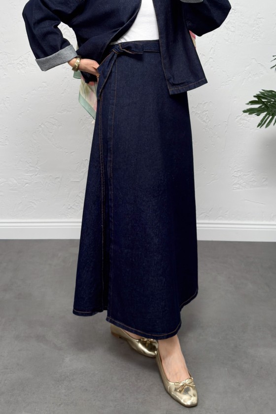 Etekli Denim Takım 26700 - KOYU MAVİ Etekli Denim Takım 26700 - KOYU MAVİ