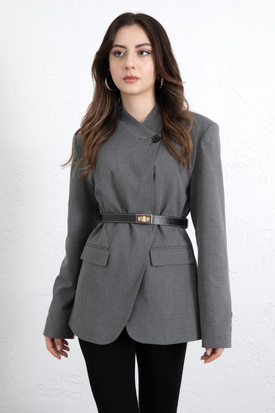 Yüksek Yaka Blazer Ceket 269013 - GRİ