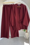 Yandan Bağlamalı Kimono Takım 3000 - BORDO Yandan Bağlamalı Kimono Takım 3000 - BORDO
