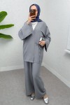 Yandan Bağlamalı Kimono Takım 3000 - GRİ Yandan Bağlamalı Kimono Takım 3000 - GRİ