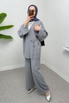 Yandan Bağlamalı Kimono Takım 3000 - GRİ Yandan Bağlamalı Kimono Takım 3000 - GRİ