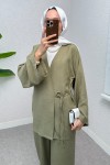 Yandan Bağlamalı Kimono Takım 3000 - AÇIK HAKİ