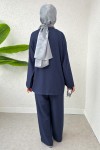 Yandan Bağlamalı Kimono Takım 3000 - LACİVERT Yandan Bağlamalı Kimono Takım 3000 - LACİVERT