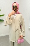 Yandan Bağlamalı Kimono Takım 3000 - TAŞ RENGİ Yandan Bağlamalı Kimono Takım 3000 - TAŞ RENGİ