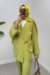 Yandan Bağlamalı Kimono Takım 3000 - YAĞ YEŞİLİ
