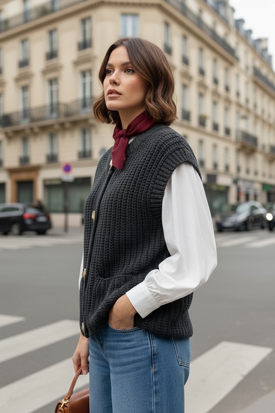 Premium Triko Yelek 3005 - ANTRASİT