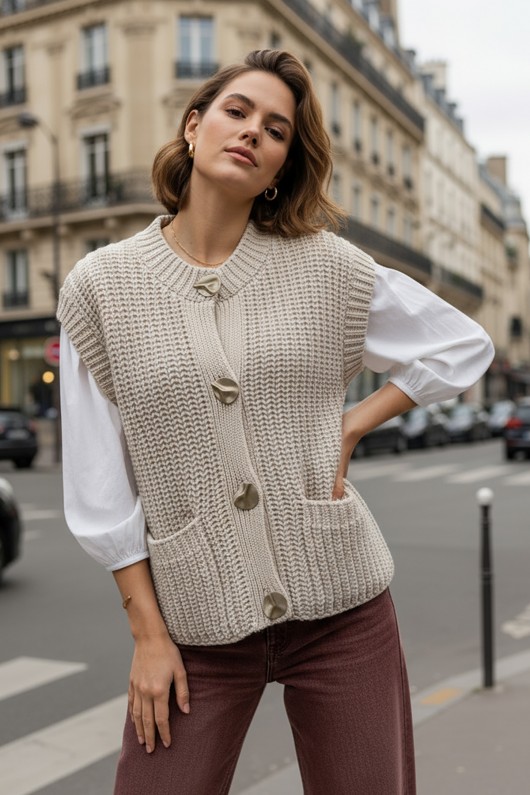 Premium Triko Yelek 3005 - EKRU