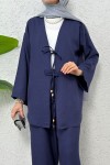 Ön Bağcıklı Kimono Takım 3007 - LACİVERT