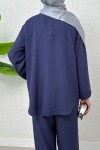Ön Bağcıklı Kimono Takım 3007 - LACİVERT